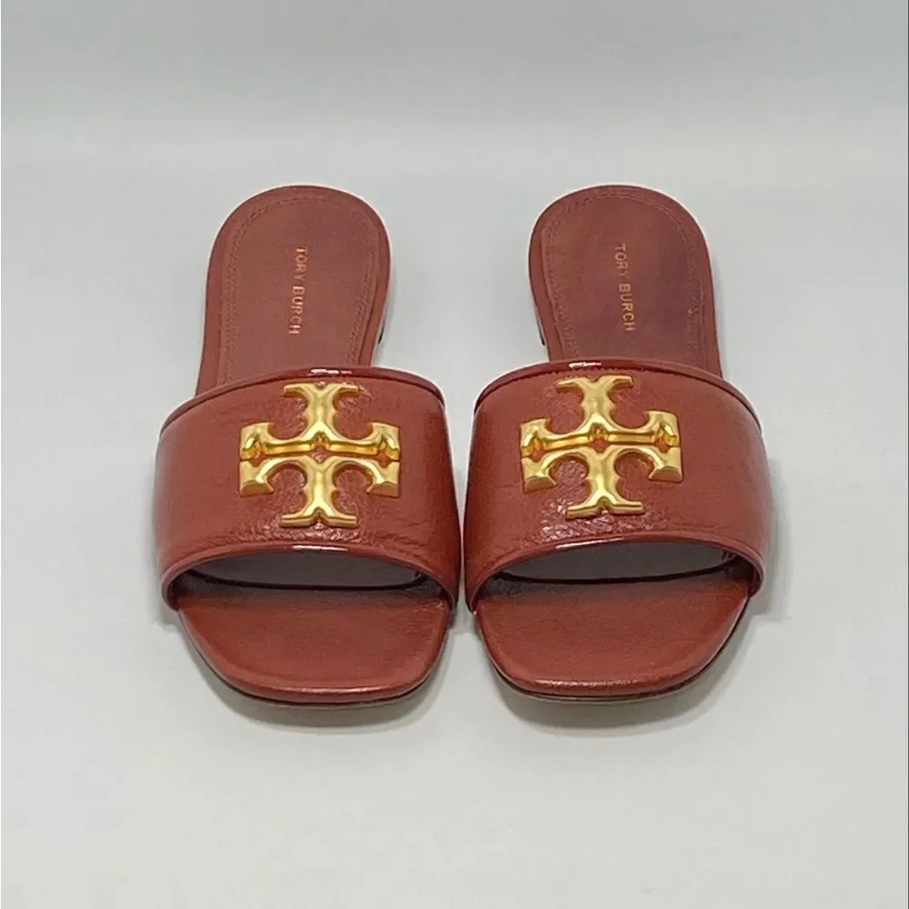 Tory Burch Elanor Leather Logo Slides size 6.5